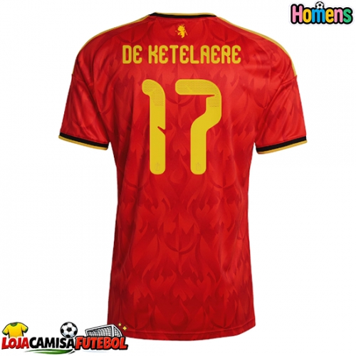 Camisa de Futebol Bélgica Charles De Ketelaere #17 Equipamento Principal Mundo 2026 Manga Curta